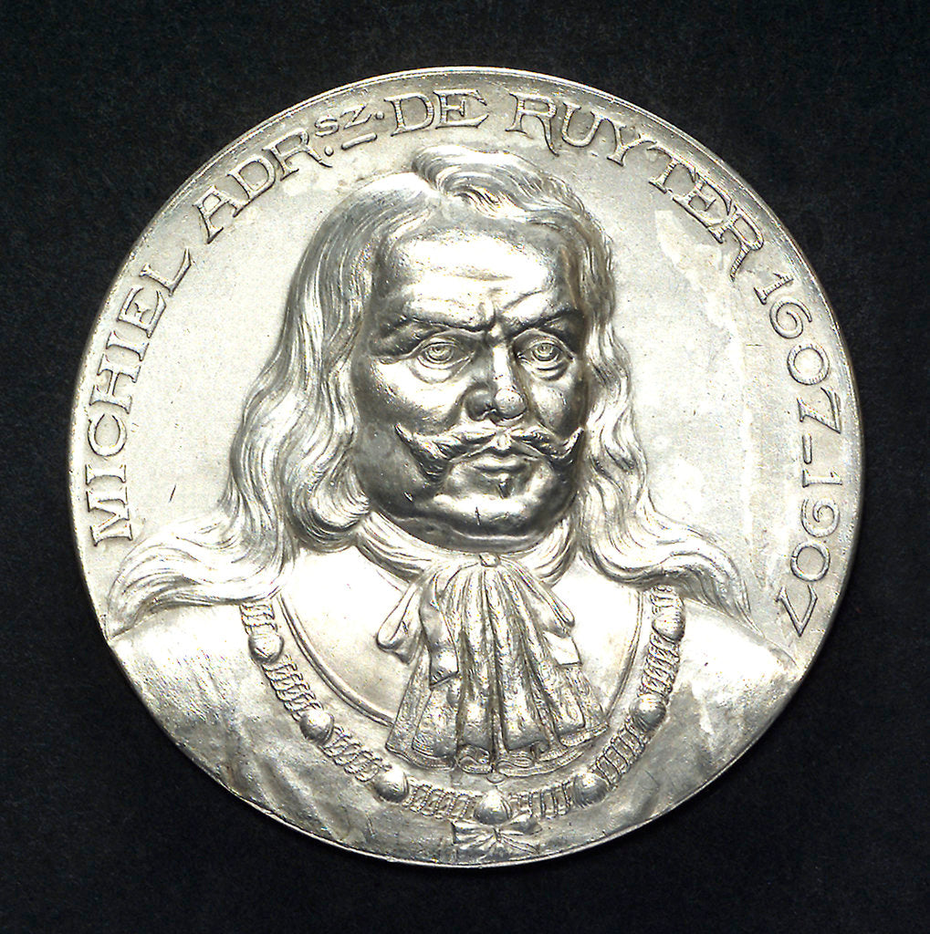 Detail of Medal commemorating the tercentenary of the birth of Admiral de Ruyter, 1997; obverse by J.J. van der Goor