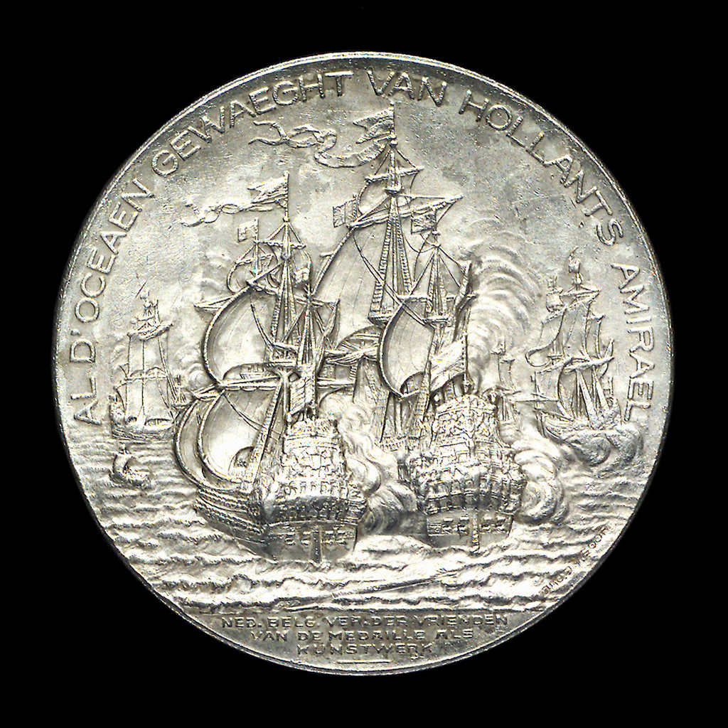 Detail of Medal commemorating the tercentenary of the birth of Admiral de Ruyter, 1997; reverse by J.J. van der Goor