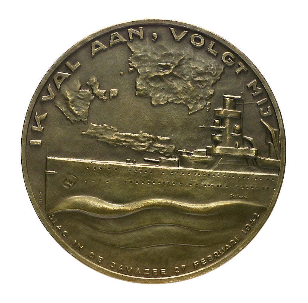 Detail of Medal commemorating the Battle of the Java Sea, 1942; reverse by Poldon