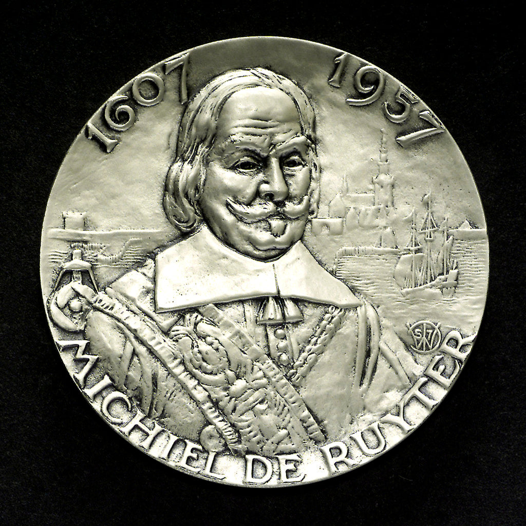 Detail of Mining badge commemorating the 350th Anniversary of the birth of Admiral de Ruyter, 1957; obverse by unknown