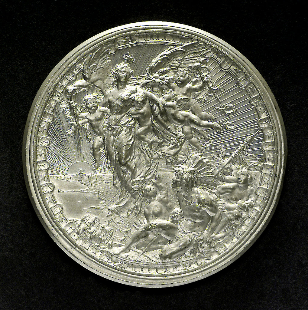 Detail of Medal commemorating the fourth centenary of the discovery of America, 1892; reverse by L. Pogliaghi