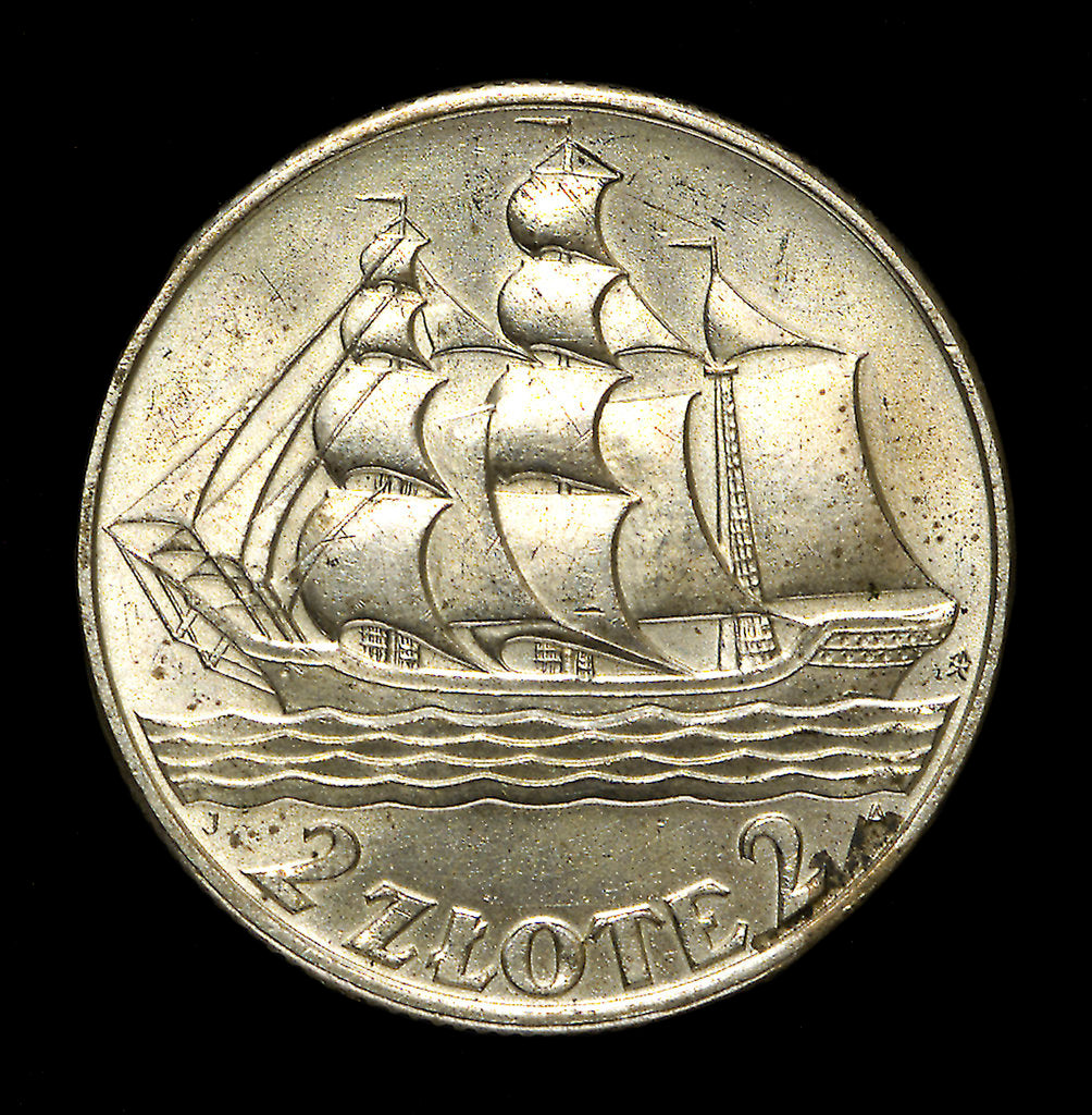 Detail of 2 zlote coin; reverse by unknown