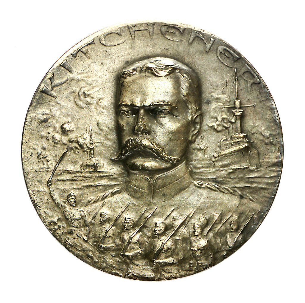 Detail of Medal commemorating the death of General Lord Kitchener, 1916+; obverse by H. Huguenin