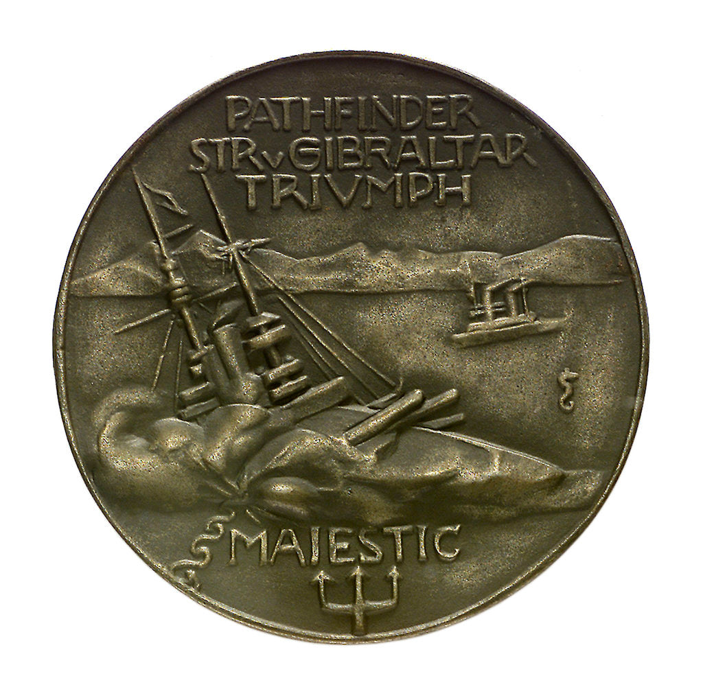 Detail of Medal commemorating Lieutenant Otto Hersing and the sinking of 'Pathfinder', 'Triumph' and 'Majestic' by 'U21', 1915; reverse by unknown