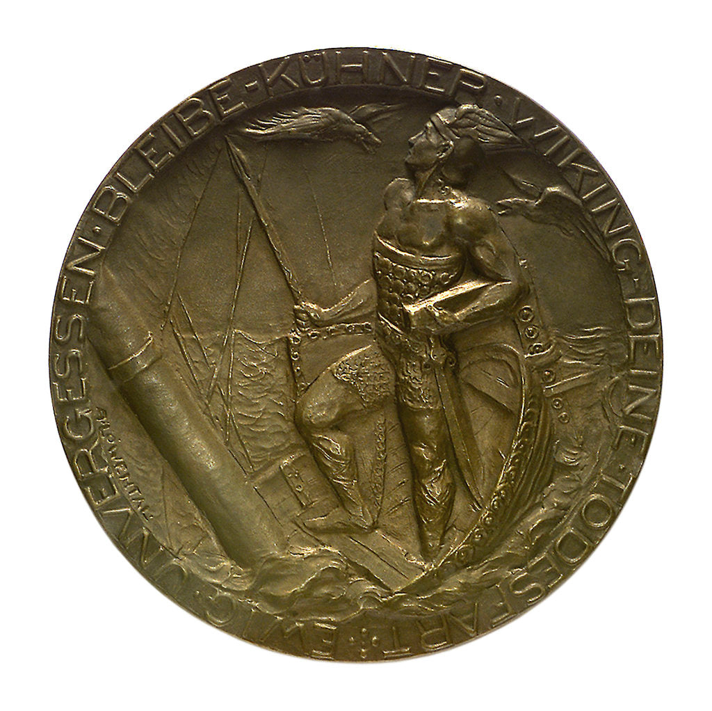 Detail of Medal commemorating Captain-Lieutenant Otto von Weddigen (1882-1915) submarine commander; reverse by A. L.
