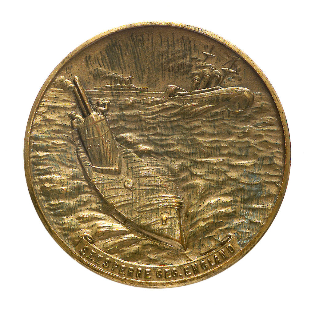 Detail of Medal commemorating Captain-Lieutenant Otto von Weddigen (1882-1915) submarine commander; reverse by unknown