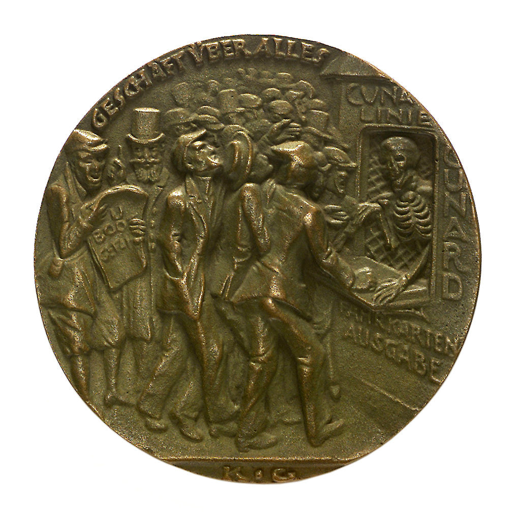 Detail of Medal commemorating the sinking of the SS 'Lusitania', 1915; obverse by Karl Goetz
