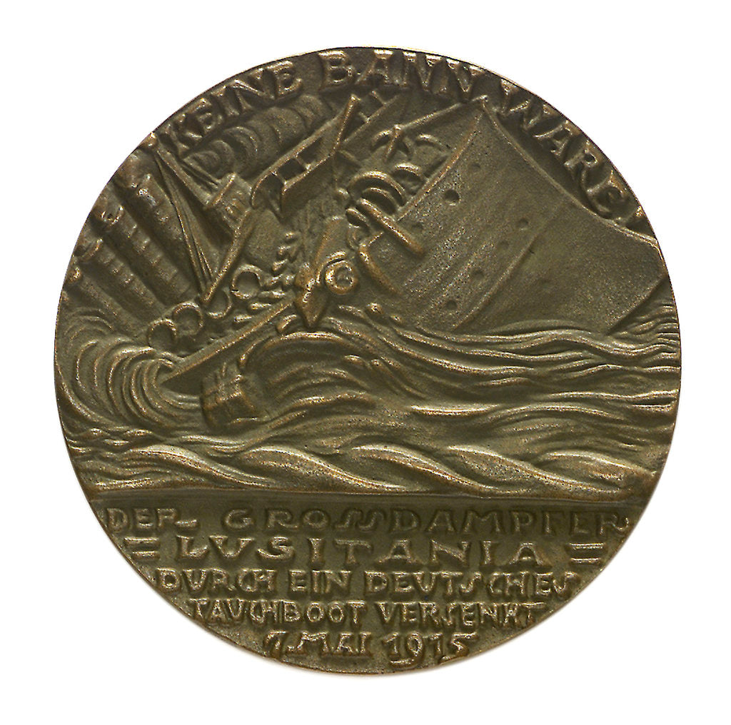 Detail of Medal commemorating the sinking of the SS 'Lusitania', 1915; reverse by Karl Goetz