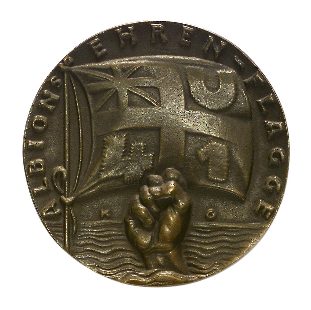Detail of Medal commemorating the sinking of 'U41' by Q-ship 'Baralong', 1915; obverse by Karl Goetz