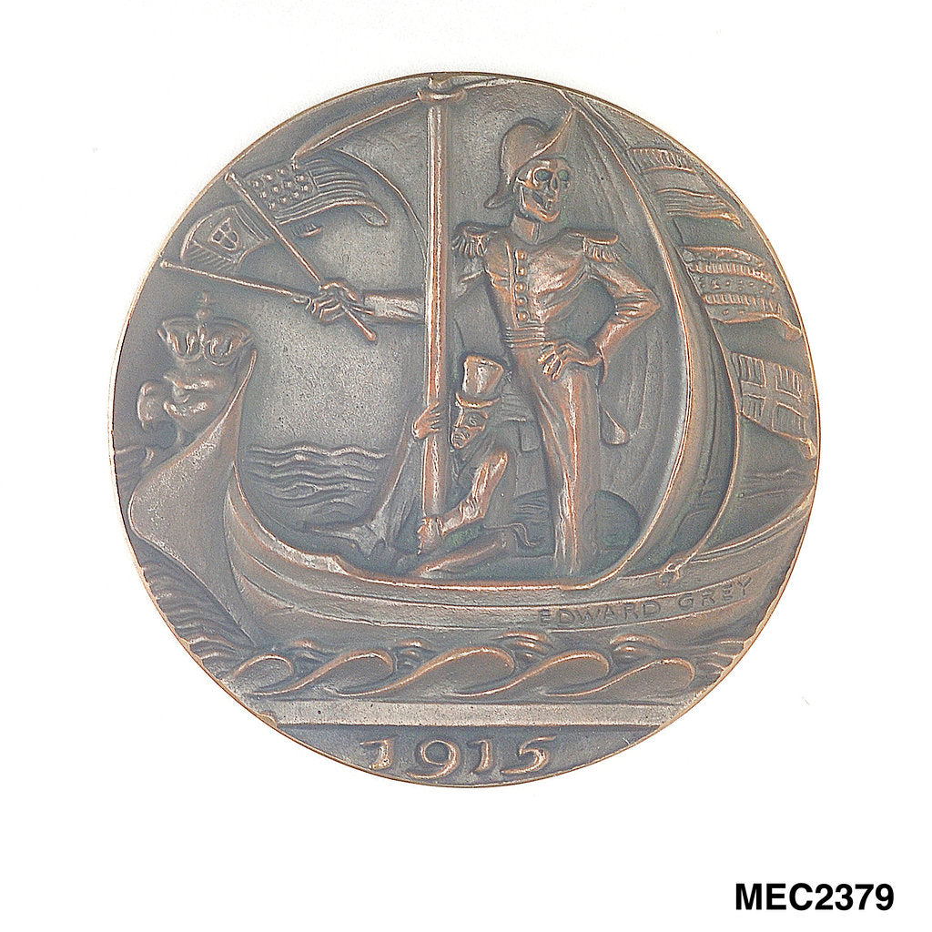 Detail of Medal commemorating Sir Edward Grey (1862-1933) and neutral shipping by Karl Goetz