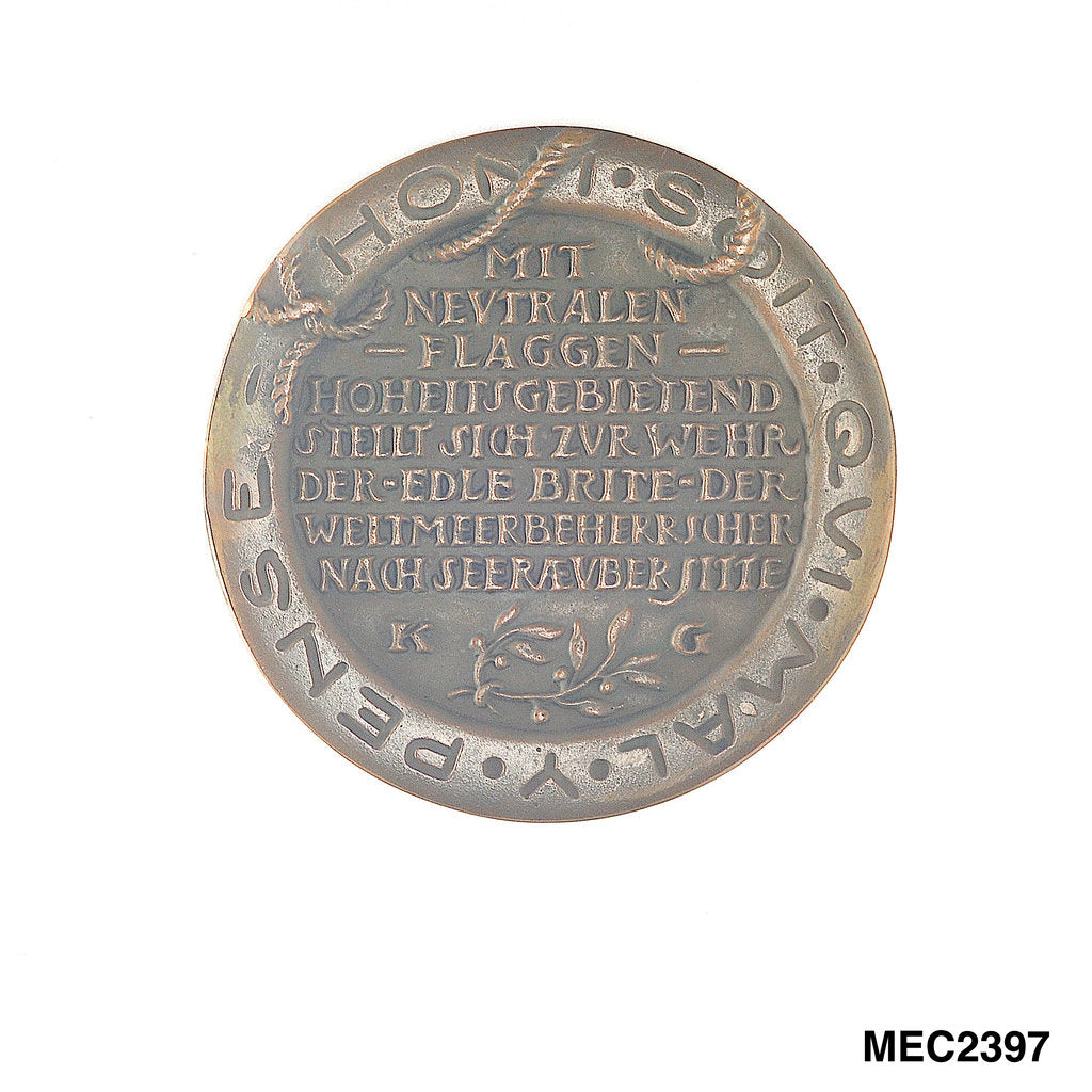 Detail of Medal commemorating Sir Edward Grey (1862-1933) and neutral shipping by Karl Goetz