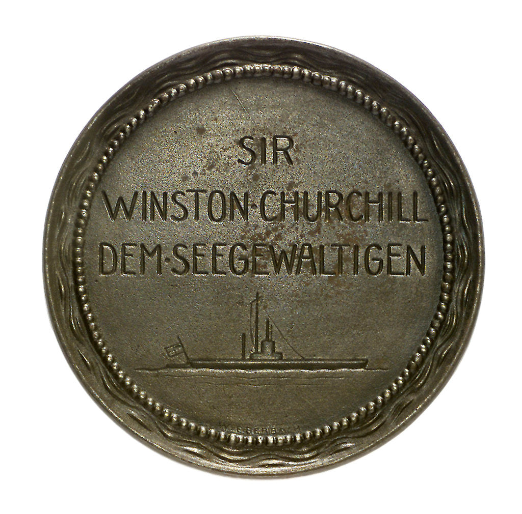 Detail of Medal commemorating Winston Churchill (1874-1965) First Lord of the Admiralty; reverse by W. Eberbach