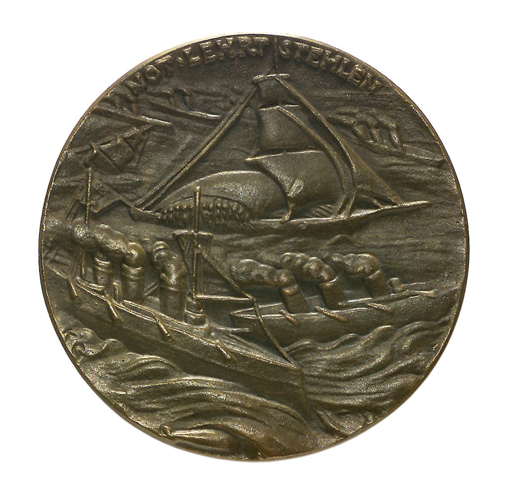 Detail of Medal commemorating Dutch trade restrictions during the First World War; obverse by Karl Goetz