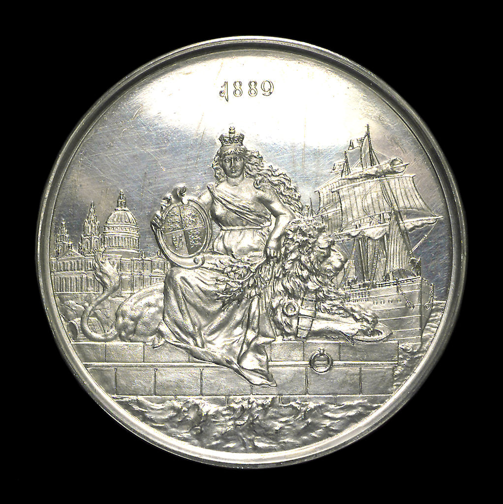 Detail of Medal commemorating the naval review at Spithead, 1889; reverse by L.C. Lauer