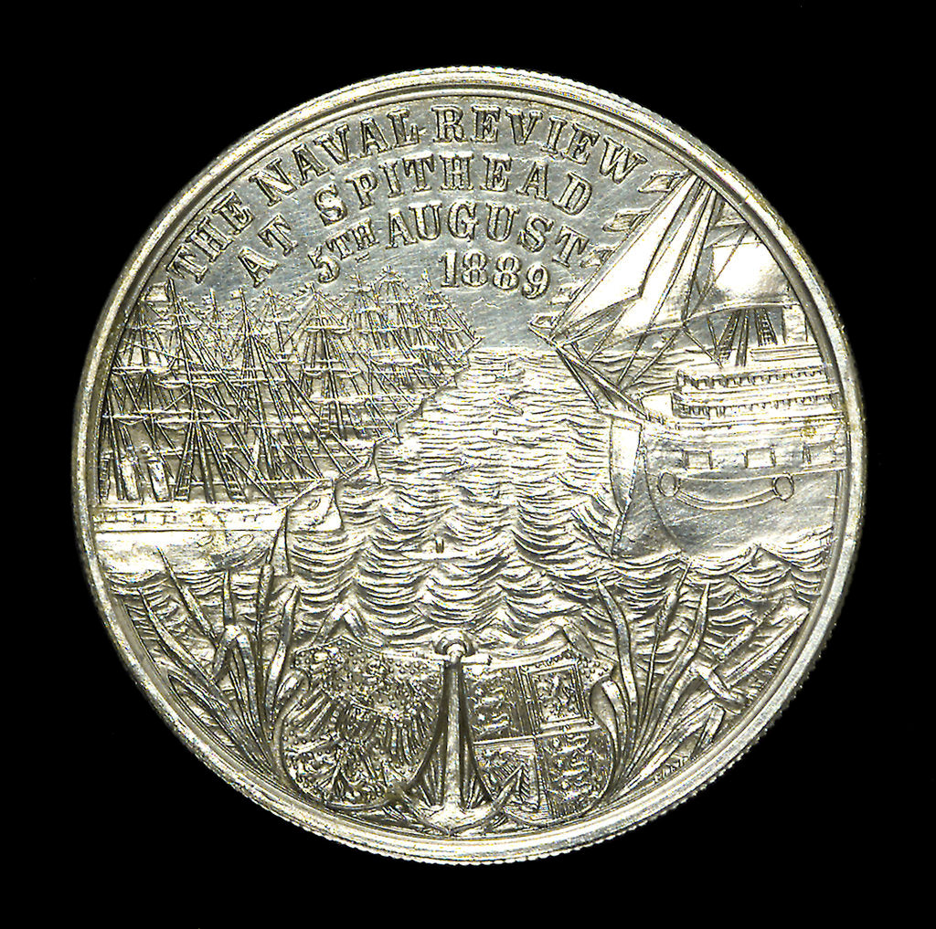 Detail of Medal commemorating the naval review at Spithead, 1889; reverse by unknown