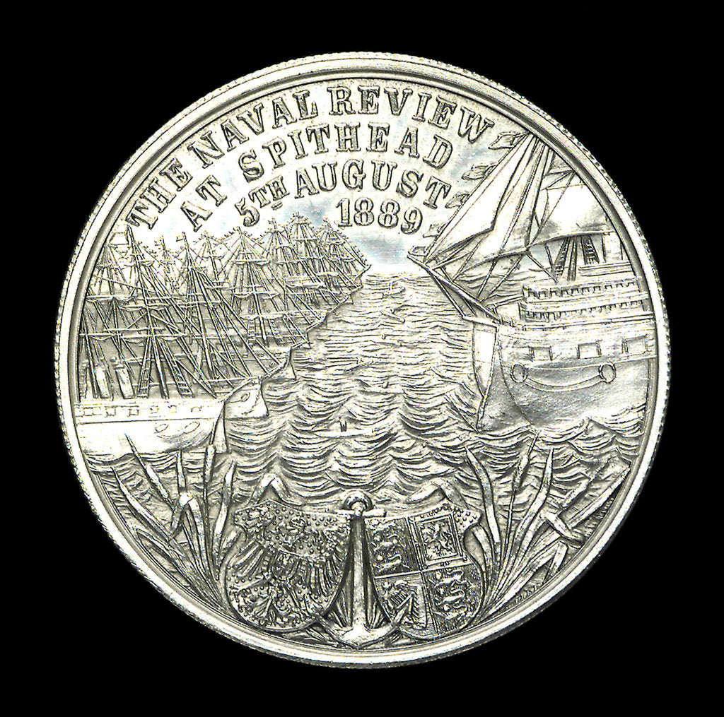 Detail of Medal commemorating the naval review at Spithead, 1889; reverse by unknown