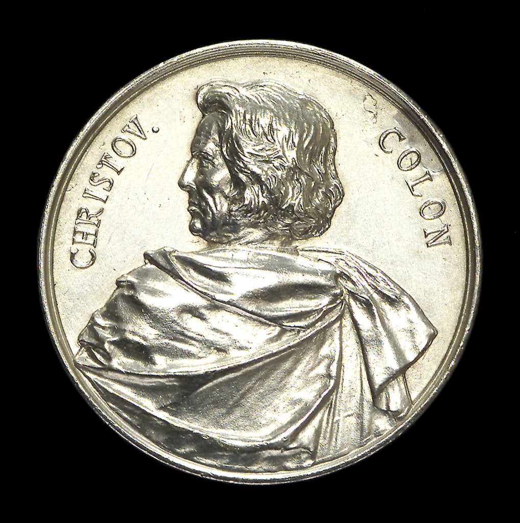 Detail of Medal commemorating Christopher Columbus (1451-1506) and the fourth centenary of the discovery of America, 1892; obverse by Lauer Bros.
