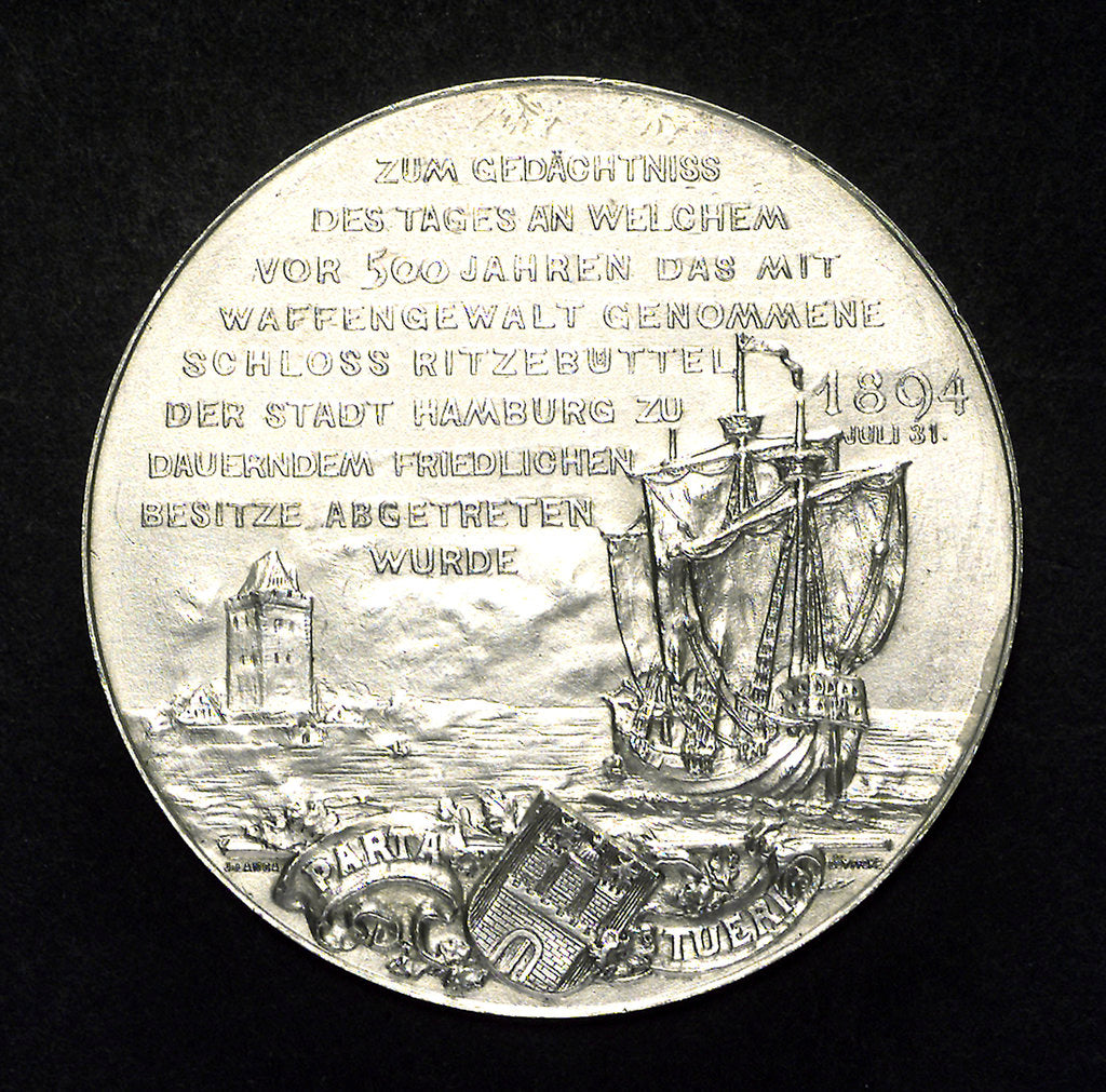 Detail of Medal commemorating the Union of Hamburg and the Castle of Ritzeb by J. Langa