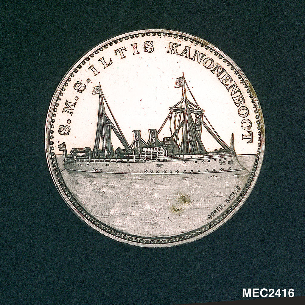Detail of Medal commemorating the gunboat 'Iltis' and the bombardment of the Taku forts, 1900; obverse by O. Oertel