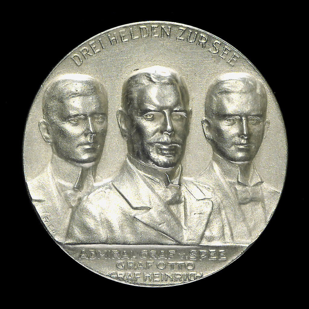 Detail of Medal commemorating Count von Spee Count Otto and Count Henry von Spee and the Battle of the Falkland Islands, 1914; obverse by F. Eue