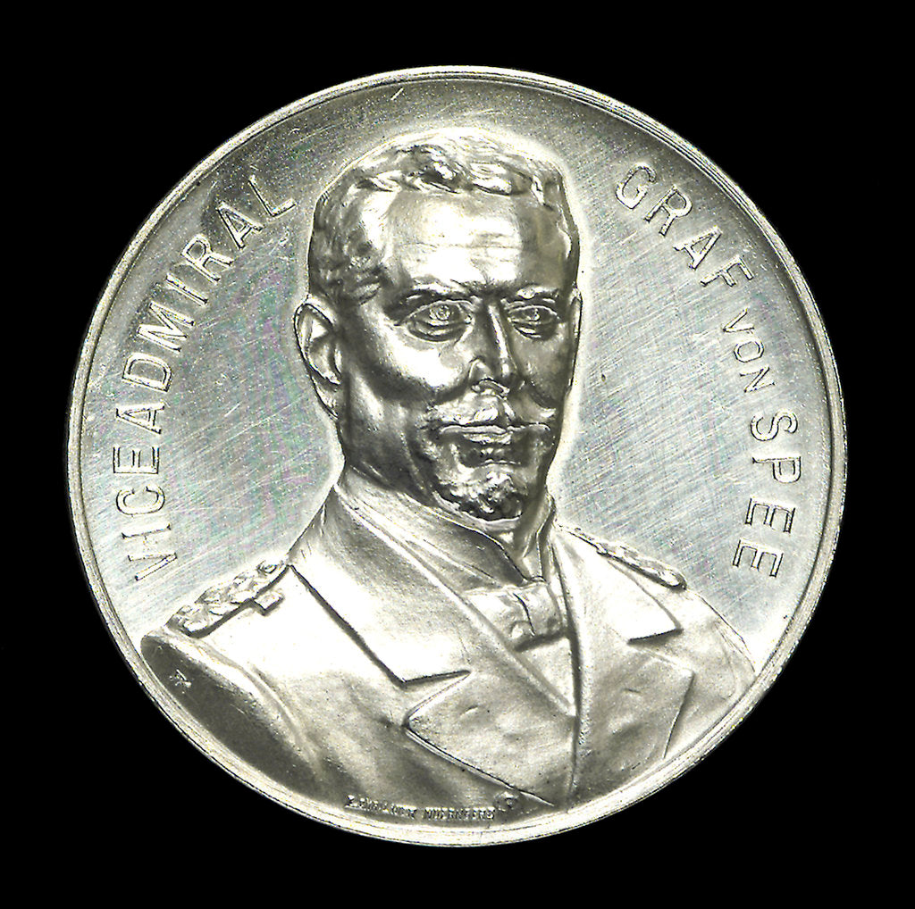 Detail of Medal commemorating depicting Admiral Count von Spee and the Battle of the Falkland Islands, 1914; obverse by L.C. Lauer