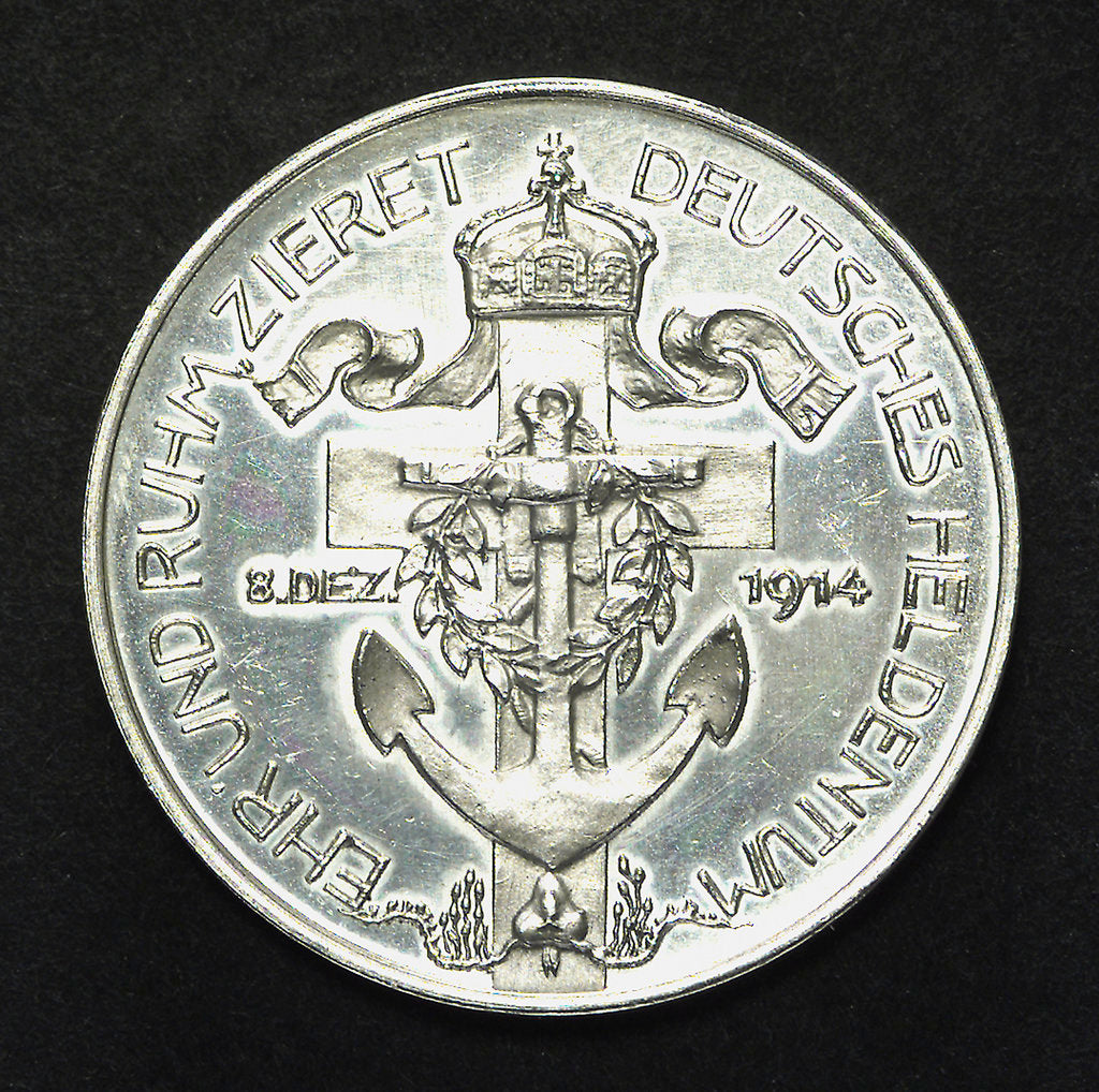 Detail of Medal commemorating depicting Admiral Count von Spee and the Battle of the Falkland Islands, 1914; reverse by L.C. Lauer