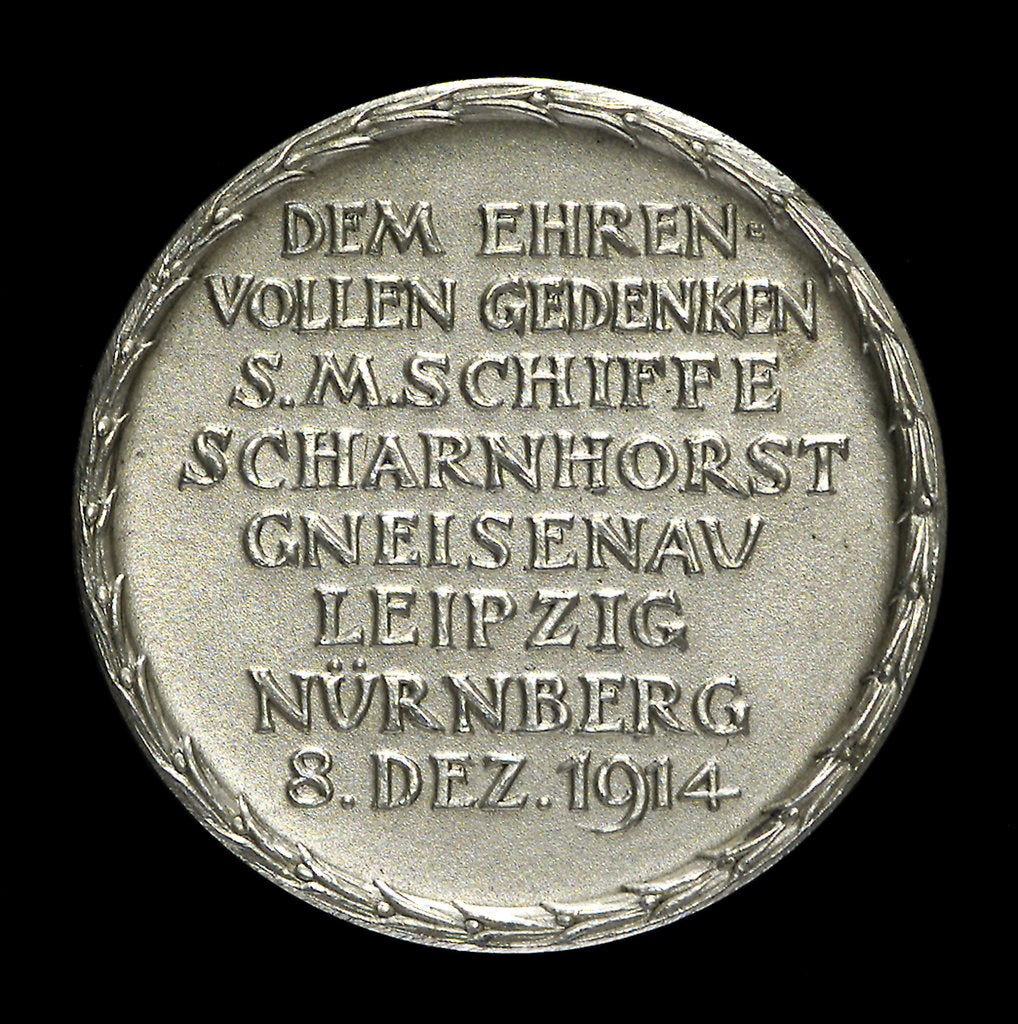 Detail of Medal commemorating the Battle of the Falkland Islands, 1914; reverse by F. H.