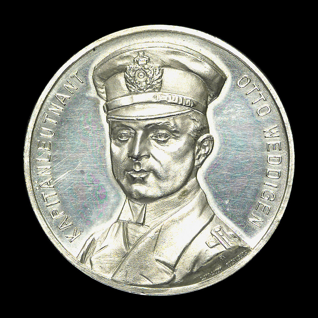 Detail of Commemorative medal depicting Captain-Lieutenant Otto von Weddigen (1882-1915) Commander of 'U9' and 'U29'; obverse by L.C. Lauer