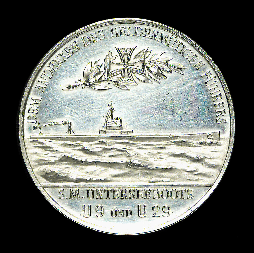 Detail of Commemorative medal depicting Captain-Lieutenant Otto von Weddigen (1882-1915) Commander of 'U9' and 'U29'; reverse by L.C. Lauer