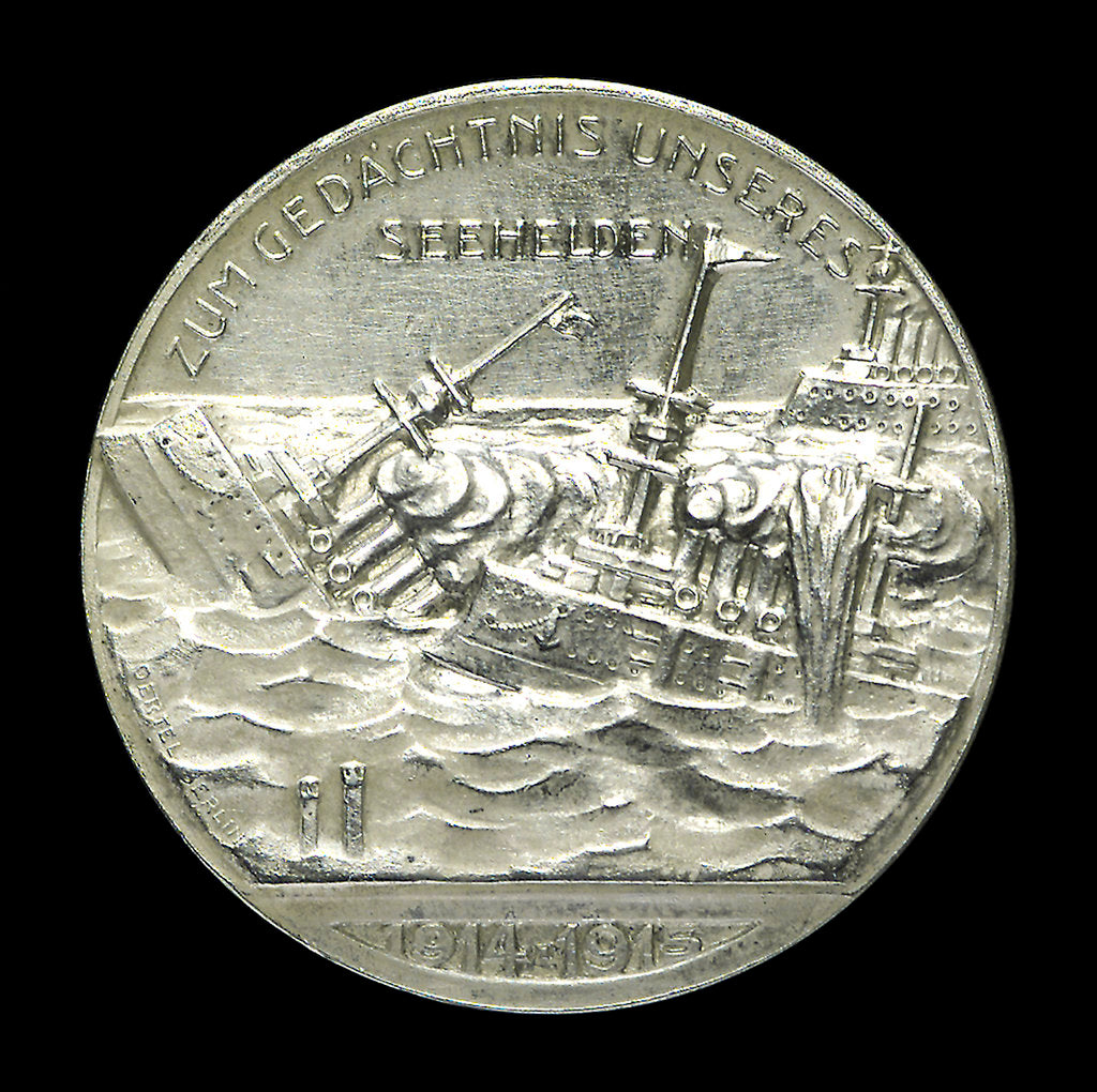 Detail of Medal commemorating Captain-Lieutenant Otto von Weddigen (1882-1915) Commander of 'U9' and 'U29'; reverse by F. Eue