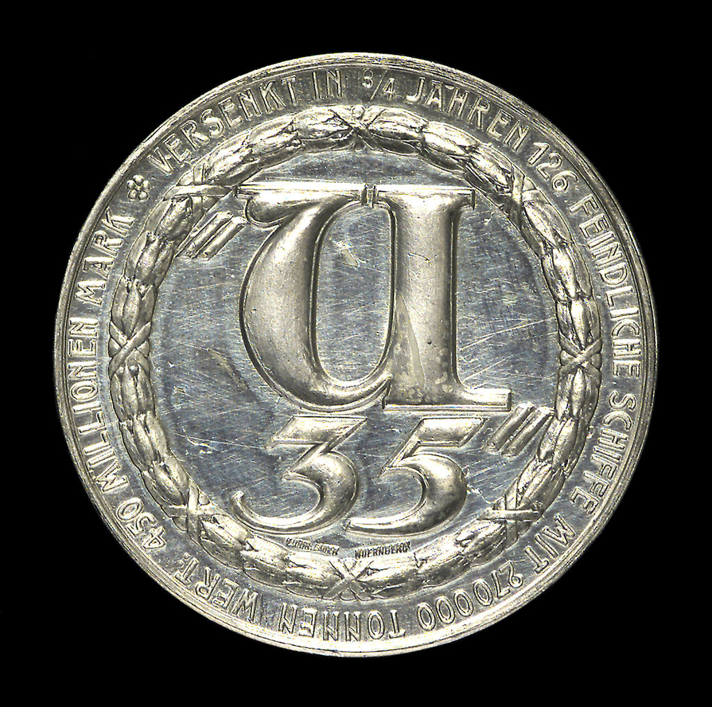 Detail of Medal commemorating Captain Lothar von Arnauld de la Perière and the submarine 'U35' by Lauer Bros.
