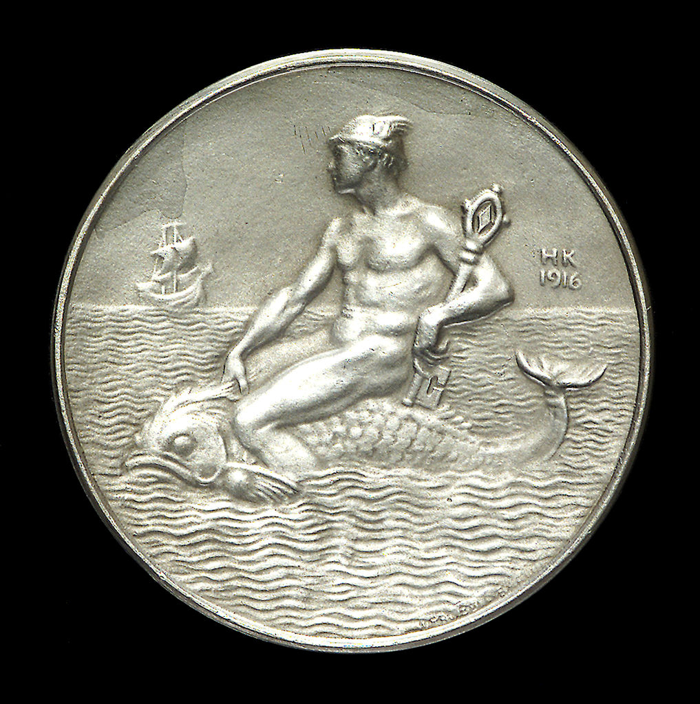 Detail of Medal commemorating Alfred Lohmann, founder of the submarine merchant fleet; reverse by Hugo Kaufmann