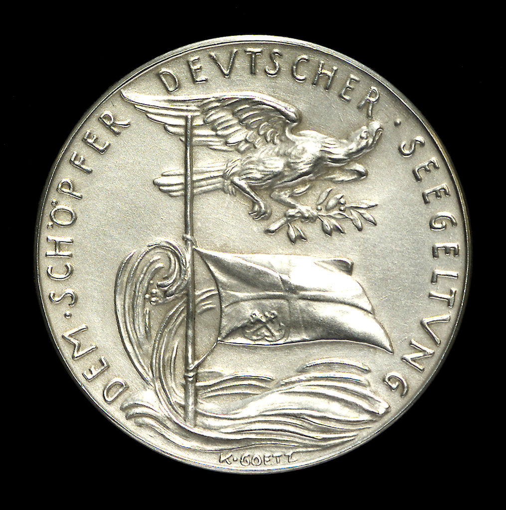Detail of Medal commemorating Grossadmiral Alfred von Tirpitz (1849-1930); reverse by Karl Goetz
