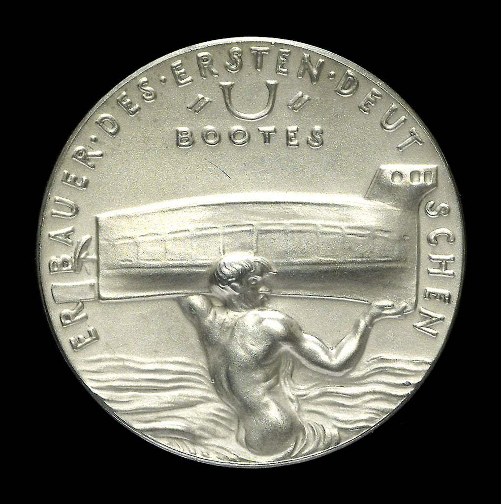 Detail of Medal commemorating W. Bauer, Engineer (1822-1875), 60th anniversary of his death; reverse by Karl Goetz