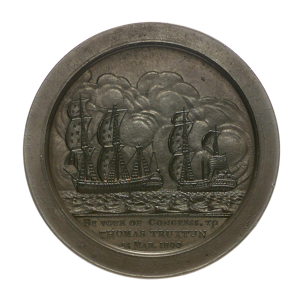 Detail of Medal commemorating Commodore Thomas Truxton (1755-1822 ) and the action between USS 'Constellation' and 'La Vengeance', 1800; reverse by unknown