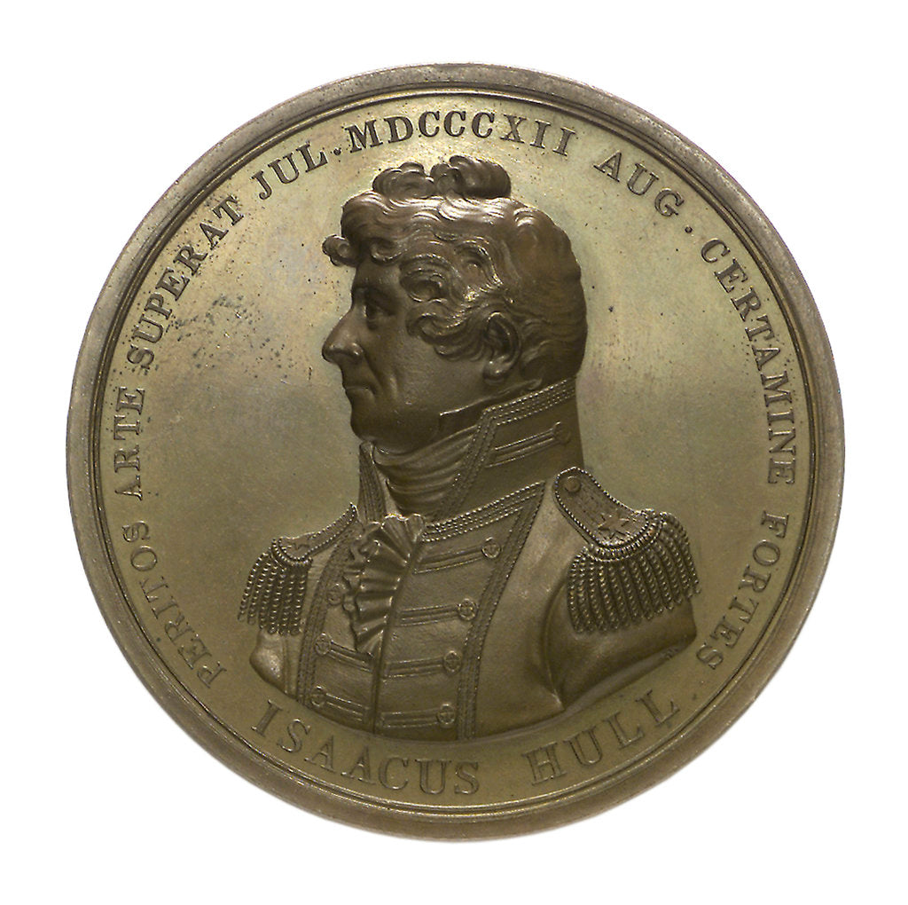 Detail of Medal commemorating Captain Isaac Hull (1773-1843) and the action between USS 'Constitution' and HMS 'Guerriere', 1812; obverse by M. Furst