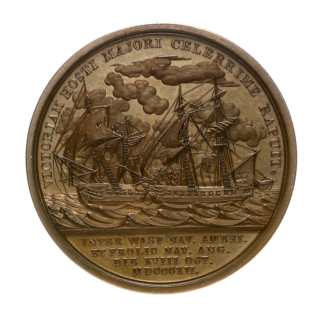 Detail of Medal commemorating Captain Jacob Jones and the action between USS 'Wasp' and HMS 'Frolic', 1812; reverse by Moritz Furst