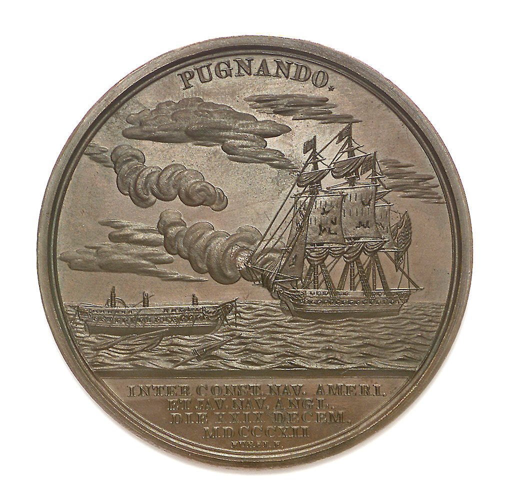 Detail of Medal commemorating Commodore William Bainbridge (1774-1833) and the action between USS 'Constitution' and HMS 'Java', 1812; reverse by Moritz Furst