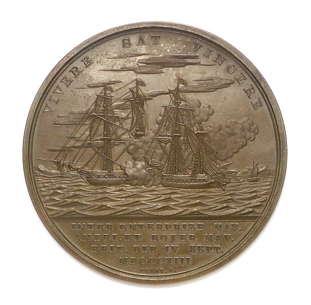 Detail of Medal commemorating the action between USS 'Enterprise' and HMS 'Boxer', 1813; reverse by Moritz Furst