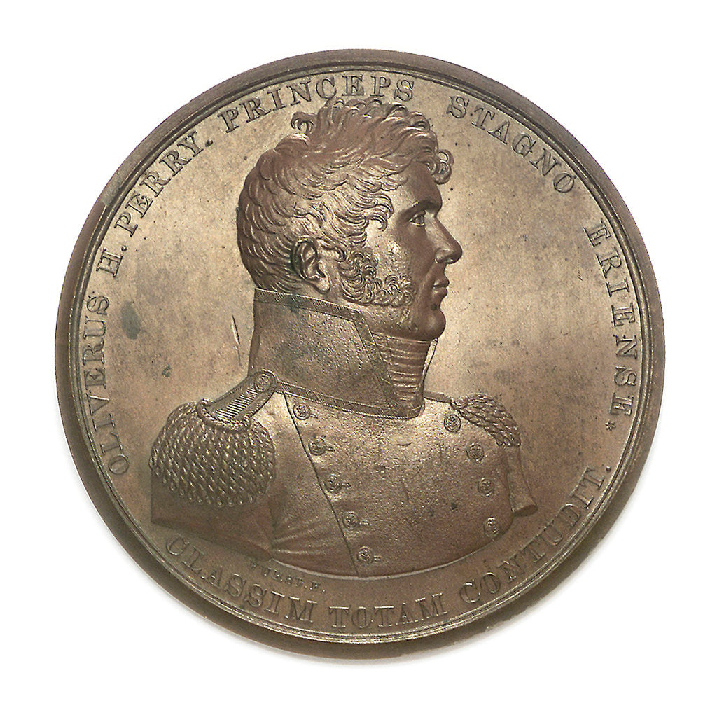 Detail of Medal commemorating Commodore Oliver Perry (1785-1819) and the battle of Lake Erie, 1813; obverse by Moritz Furst