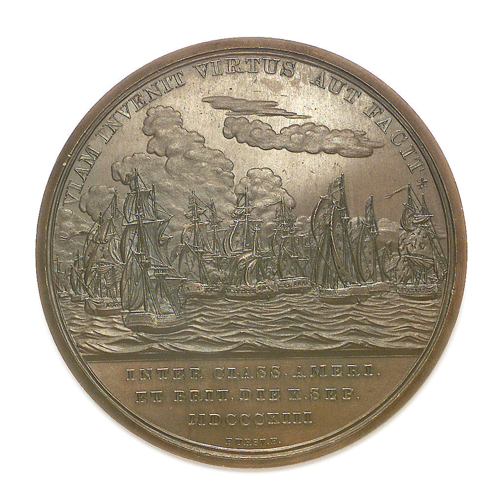 Detail of Medal commemorating Commodore Oliver Perry (1785-1819) and the battle of Lake Erie, 1813; reverse by Moritz Furst