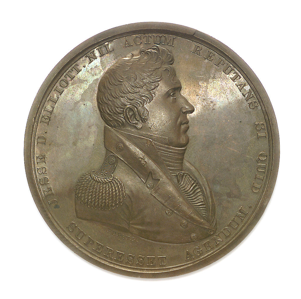 Detail of Medal commemorating Commander Jesse Elliott and the battle of Lake Erie, 1813; obverse by Moritz Furst