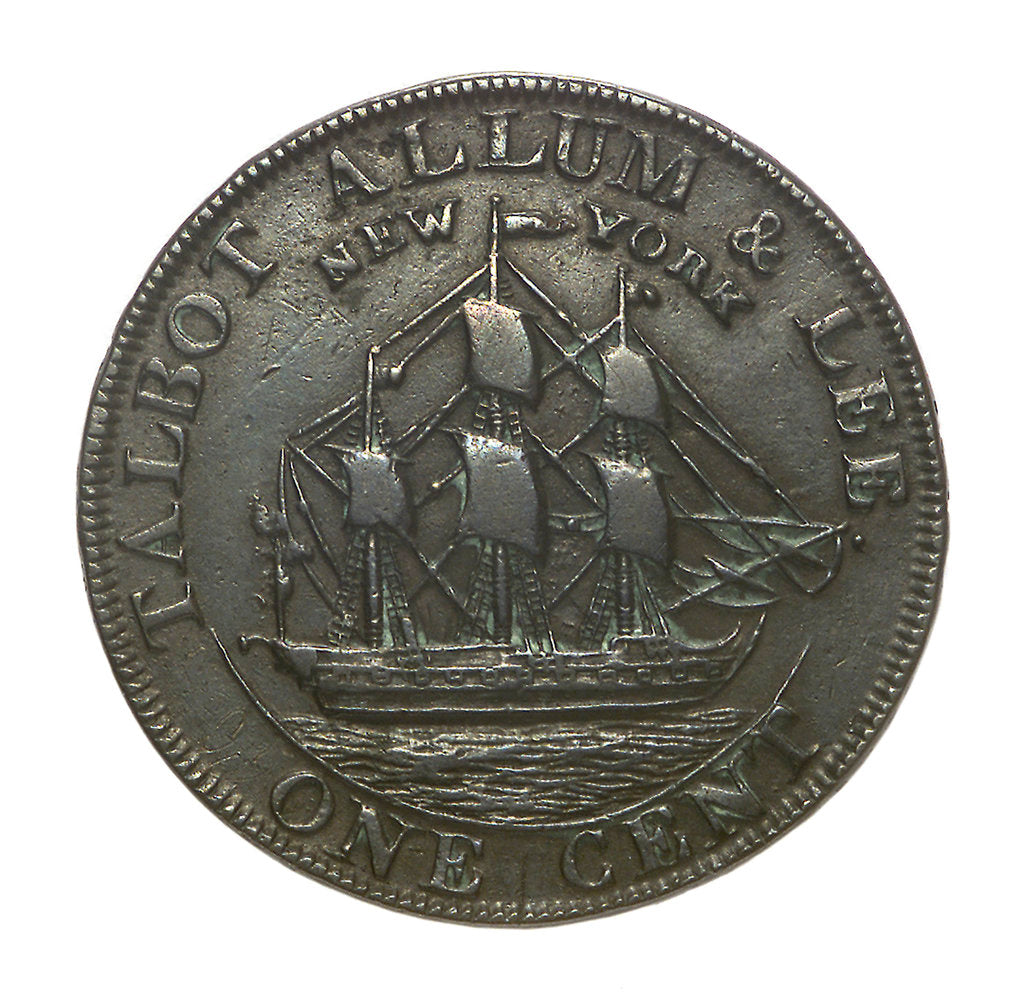 Detail of New York cent token; obverse by unknown