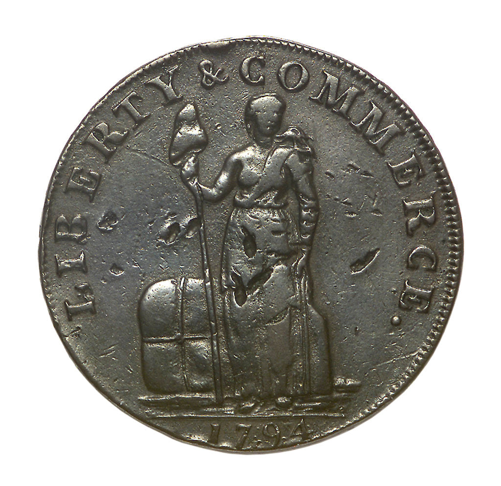 Detail of New York cent token; reverse by unknown