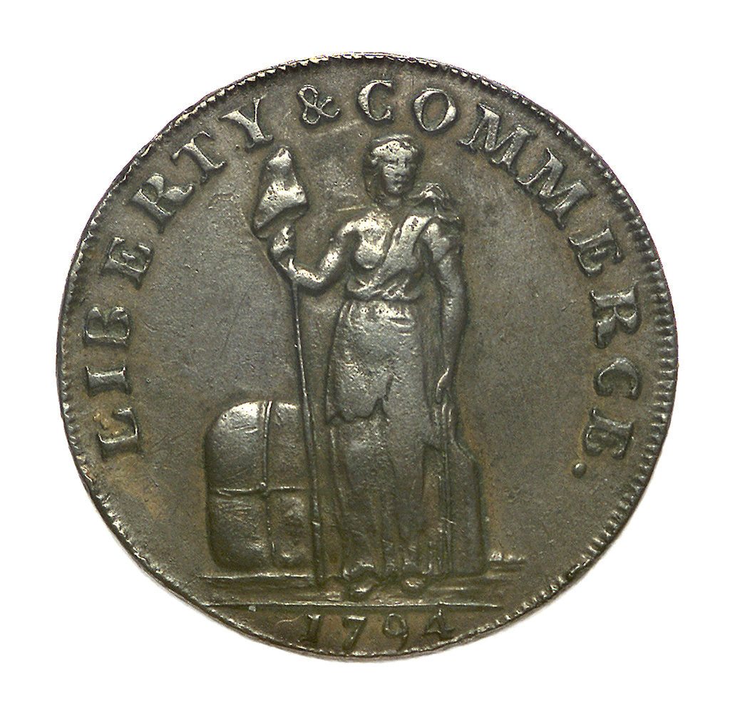 Detail of New York cent token; reverse by unknown