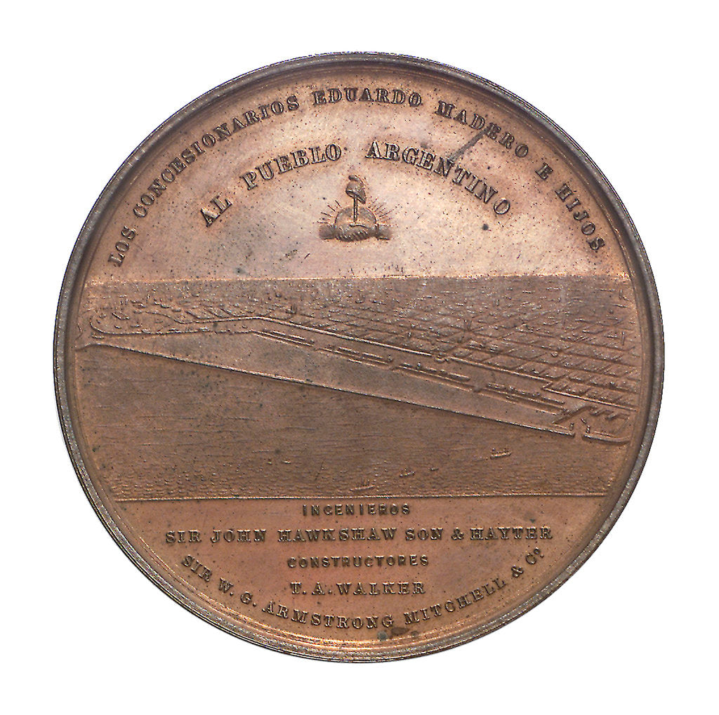 Detail of Medal commemorating the inauguration of the port of Buenos Aires; obverse by unknown