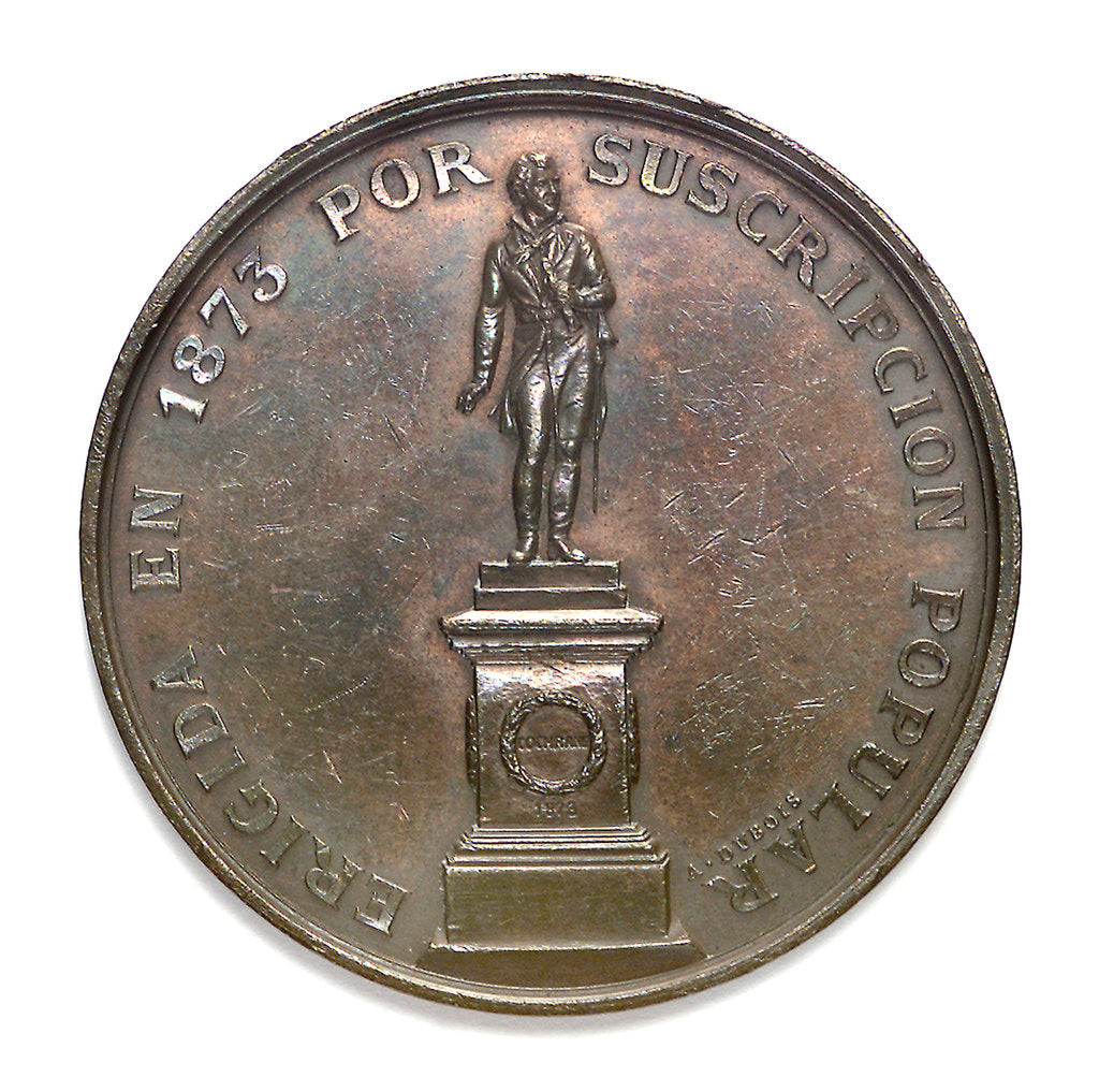 Detail of Commemorative medal depicting the Cochrane memorial at Valparaiso; obverse by Abraham Dubois
