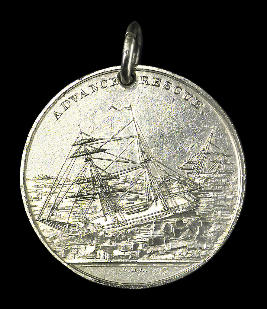 Detail of Medal commemorating the Grinnell Arctic Expedition, 1851; obverse by G.H. Lovett