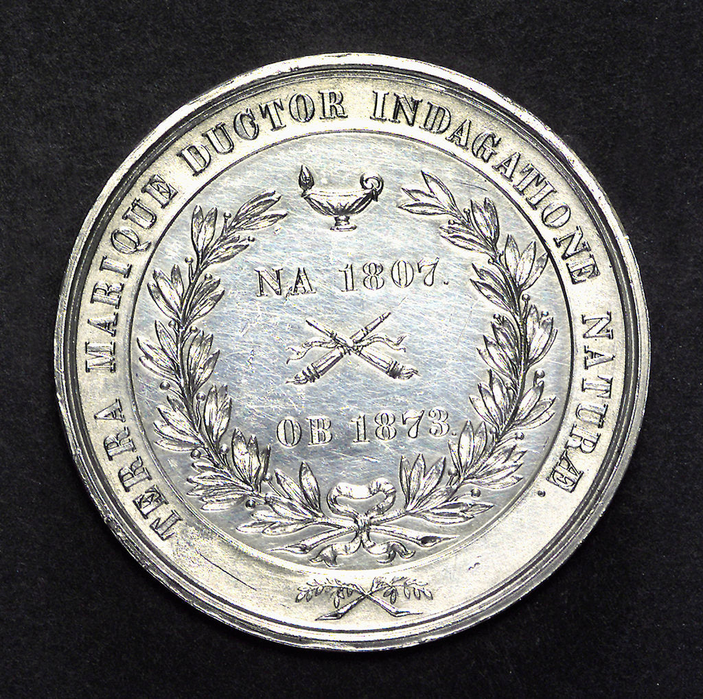 Detail of Medal commemorating L.J.R. Agassiz, explorer and zoologist; reverse by W. Barber