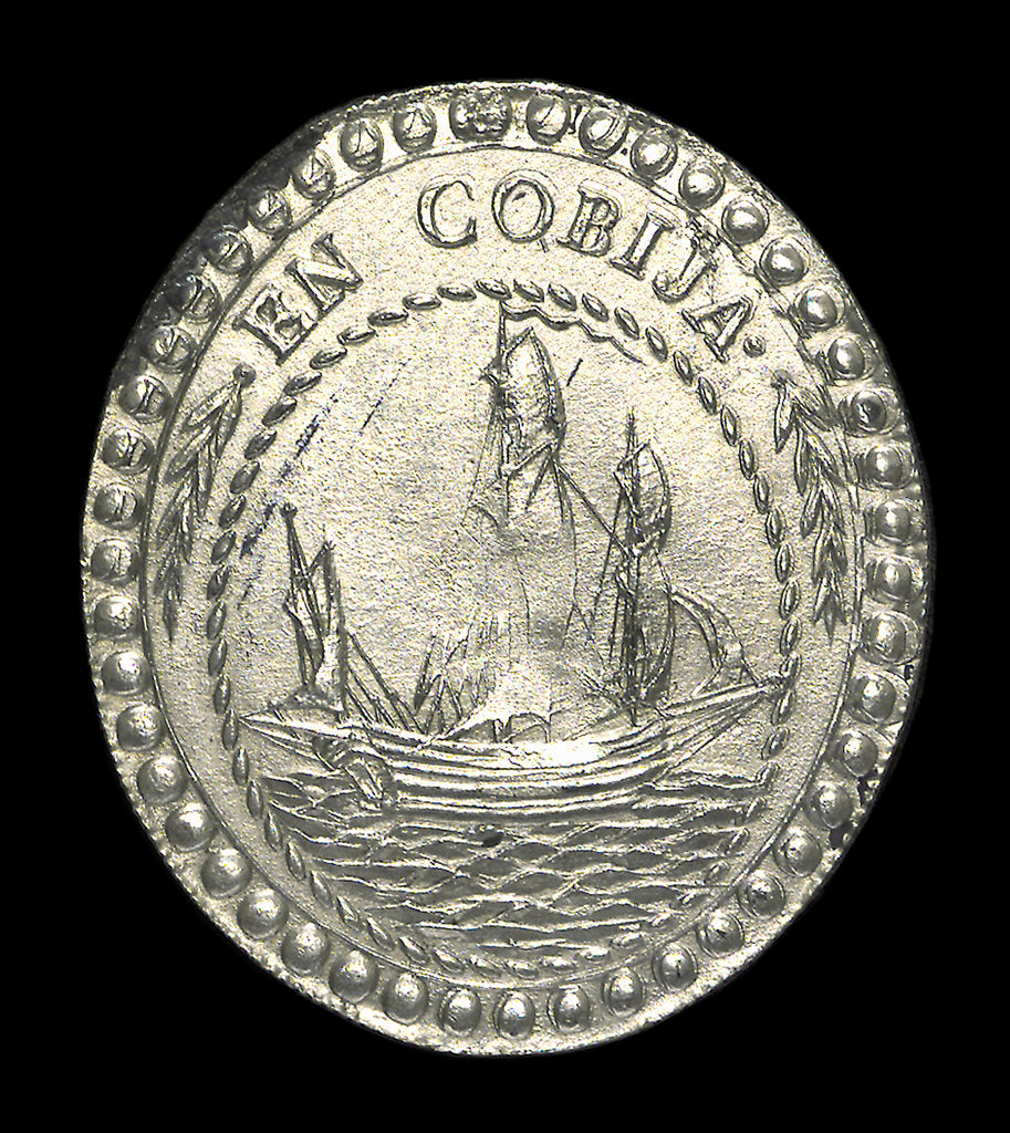 Detail of Commemorative medal depicting the Port of Cobija; obverse by unknown